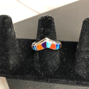 New Mexico inlaid silver ring